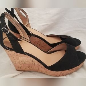 Black Wedge Sandals
